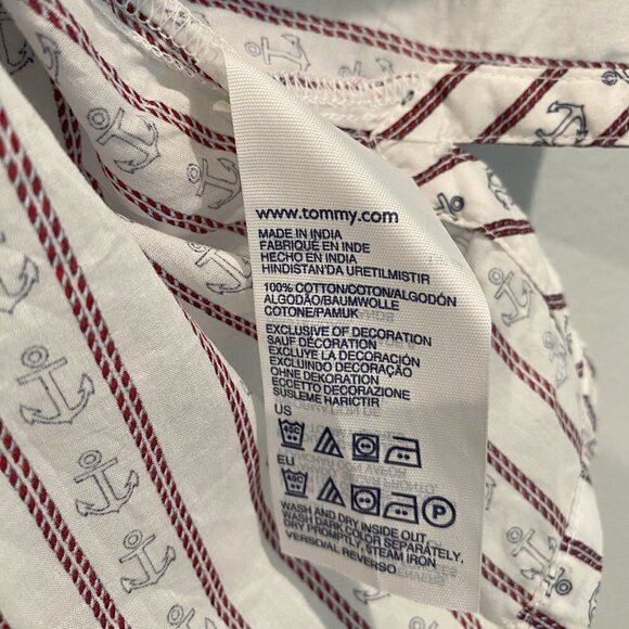 Tommy Hilfiger White and Blue Anchor Patterned 3/4 Length  - Size Medium - Picture 4 of 6